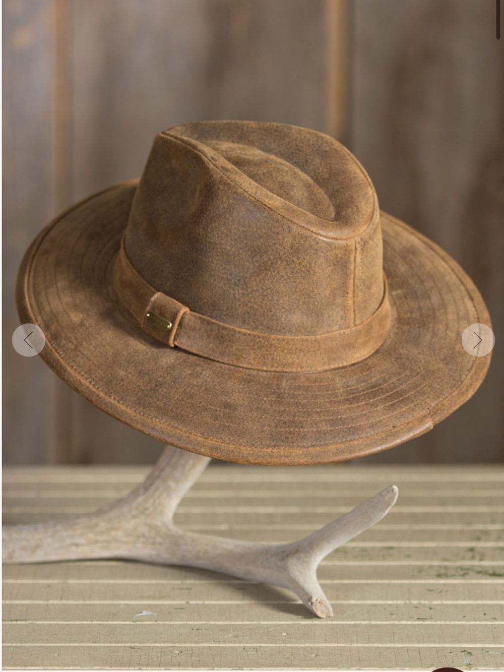Stetson L 100% leather Hat Leather Banded Felt Outback Cowboy Brown Made in USA